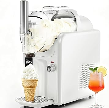 Soft Ice Cream Machine Freezer Drink Maker, Home 68oz Slush Machine, No Ice Required, Automatic Cleaning with 5 Preset Modes for Party, Cafe, Family Gathering, White