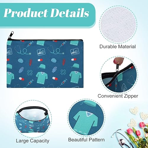 Miniatura 4 de Yahenda 10 bolsas de maquillaje para enfermera, regalo de enfermera, bolsa de cosméticos de lona, regalo de cumpleaños de Navidad para enfermeras,