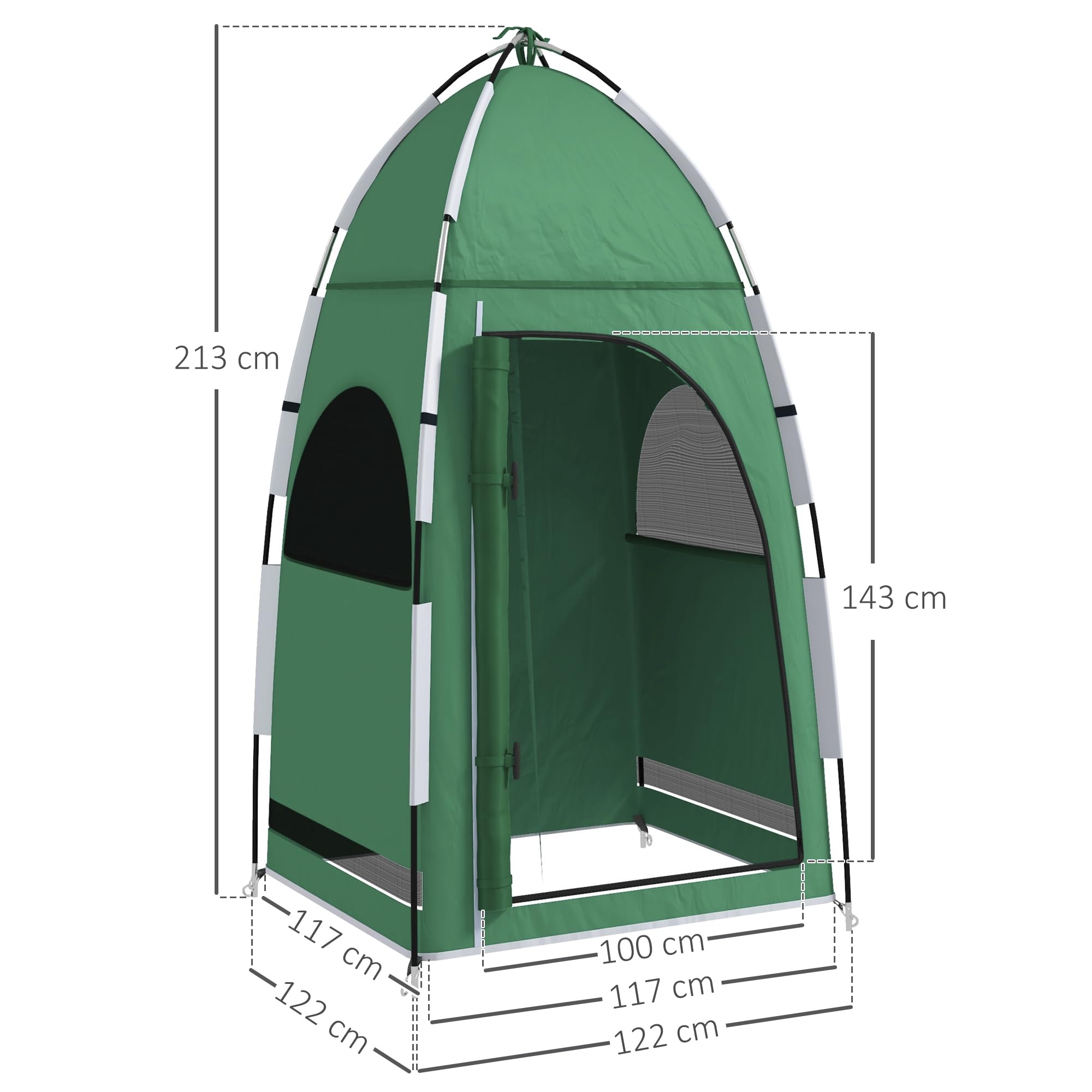 Outsunny Tienda de Campaña Portátil Ducha UPF30+ 122x122x213 cm Verde