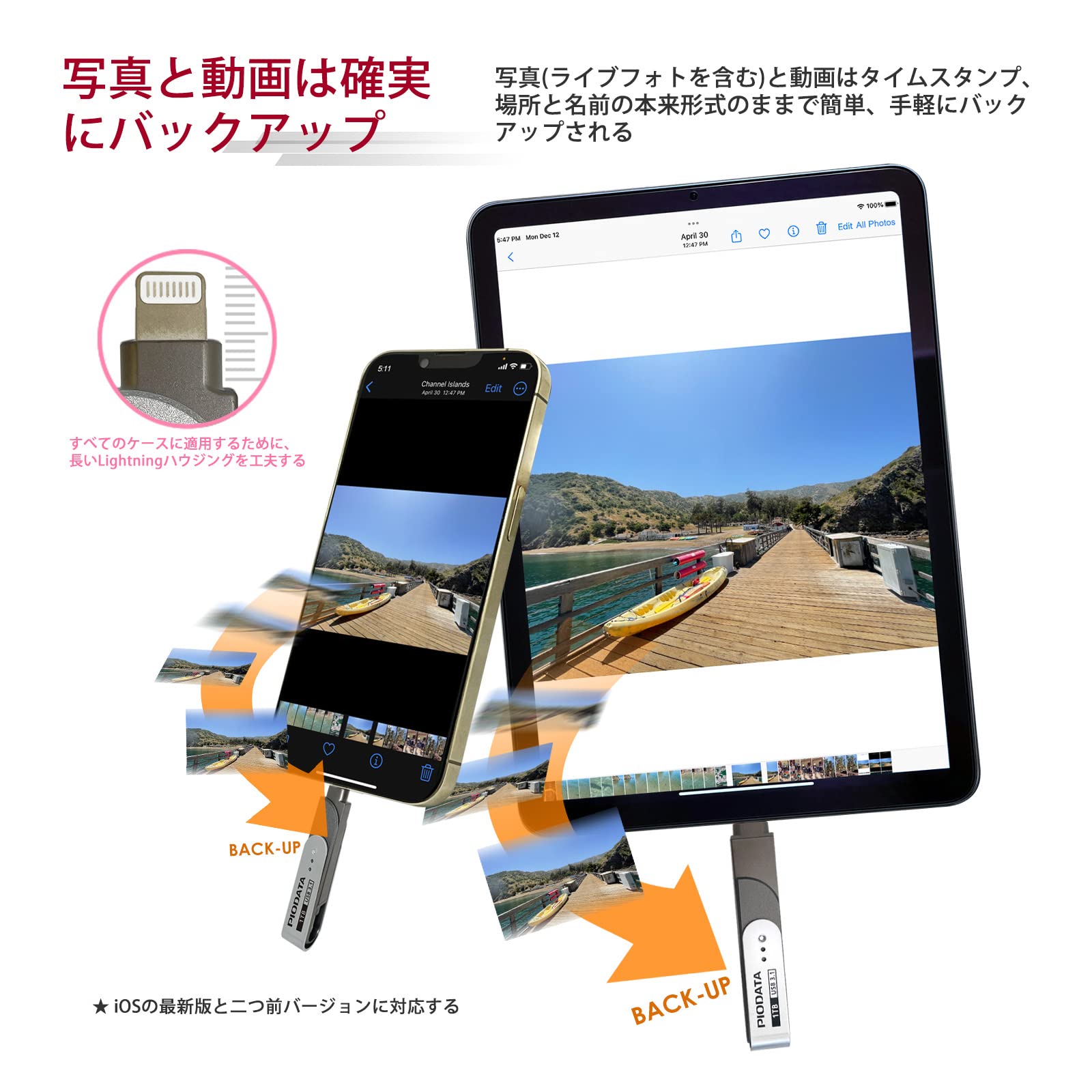 Amazon.co.jp: PioData iXflash 1TB iPhone/iPad用フラッシュメモリ  