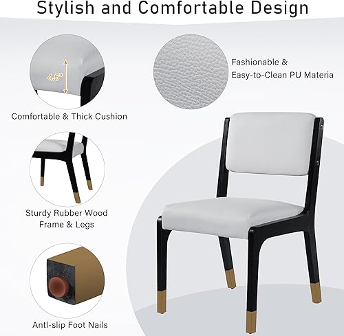 Miniatura 6 de Dining Chairs Set of 2 for Room, Modern Farmhouse Kitchen Table & Seating Chair Sets with Solid Wood Legs and Padded Seat, Side Chairs for Dining