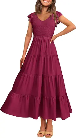  Women's Summer Smocked Flowy Maxi Dress