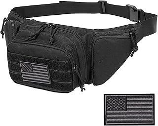 Concealed Pistol Fanny Pack ，Tactical Waist Bag Carry Gun Holster Fits Handgun, 1911 and More with U.S Patch - Novemkada