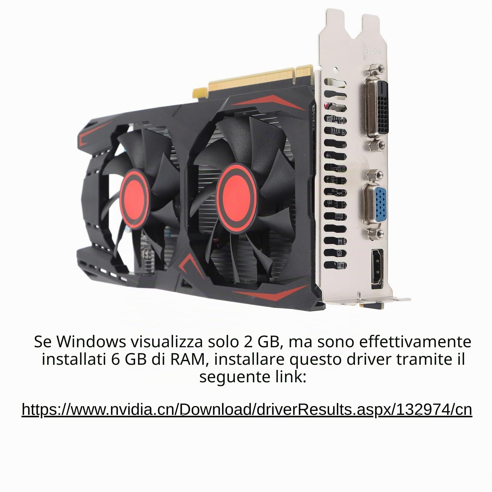 Scheda Grafica GTX550TI 2GB D5 192bit PCI Express X16 2.0 con Doppia Scheda Grafica per Appassionati di Gaming Compatibile con DVI VGA HD Multimedia Interface (Display 2 GB, Efettivi 6 GB)