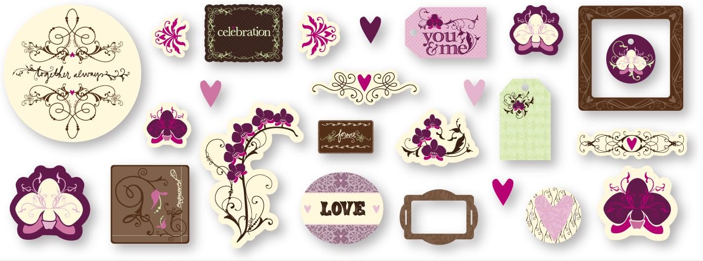 Fiskars 01-004544 Heidi Grace Forever Love Collection Chipboard Shapes