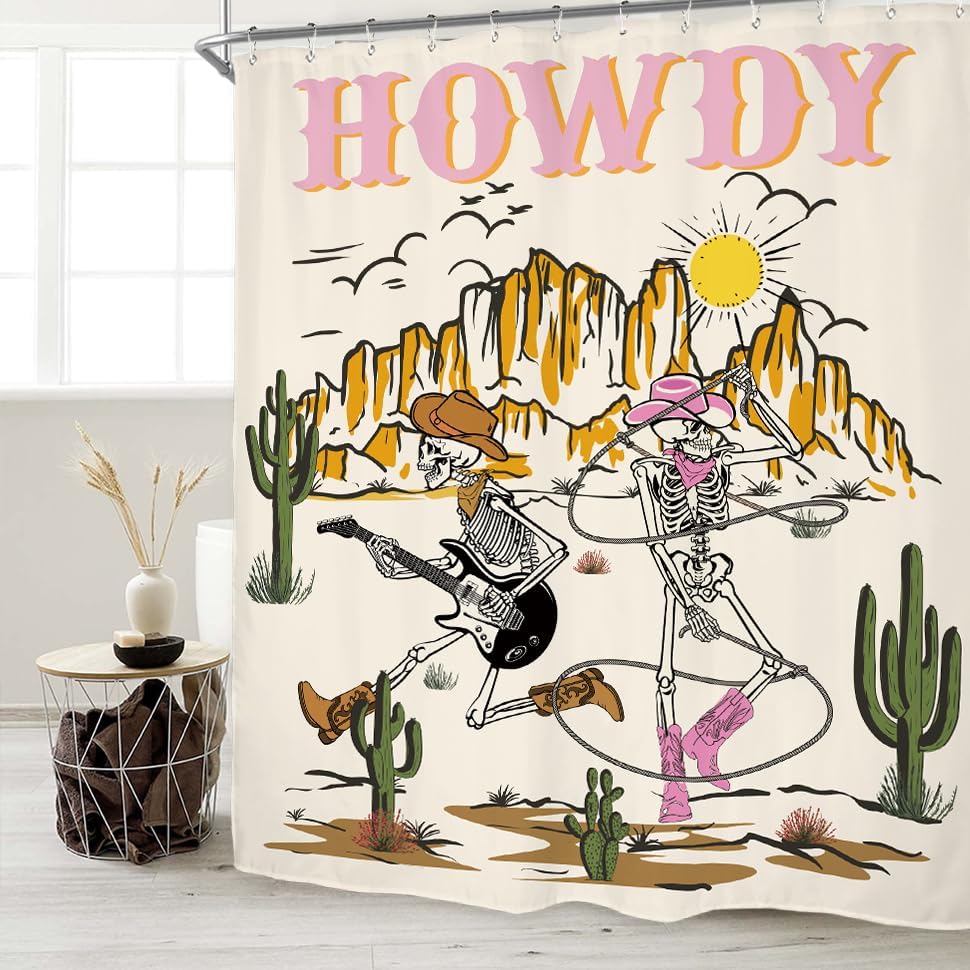 Miniatura 2 de Miyotaa Howdy - Juego de cortina de ducha de vaquera, 60 pulgadas de ancho x 71 pulgadas de alto, divertido diseño de los años 70, diseño retro de