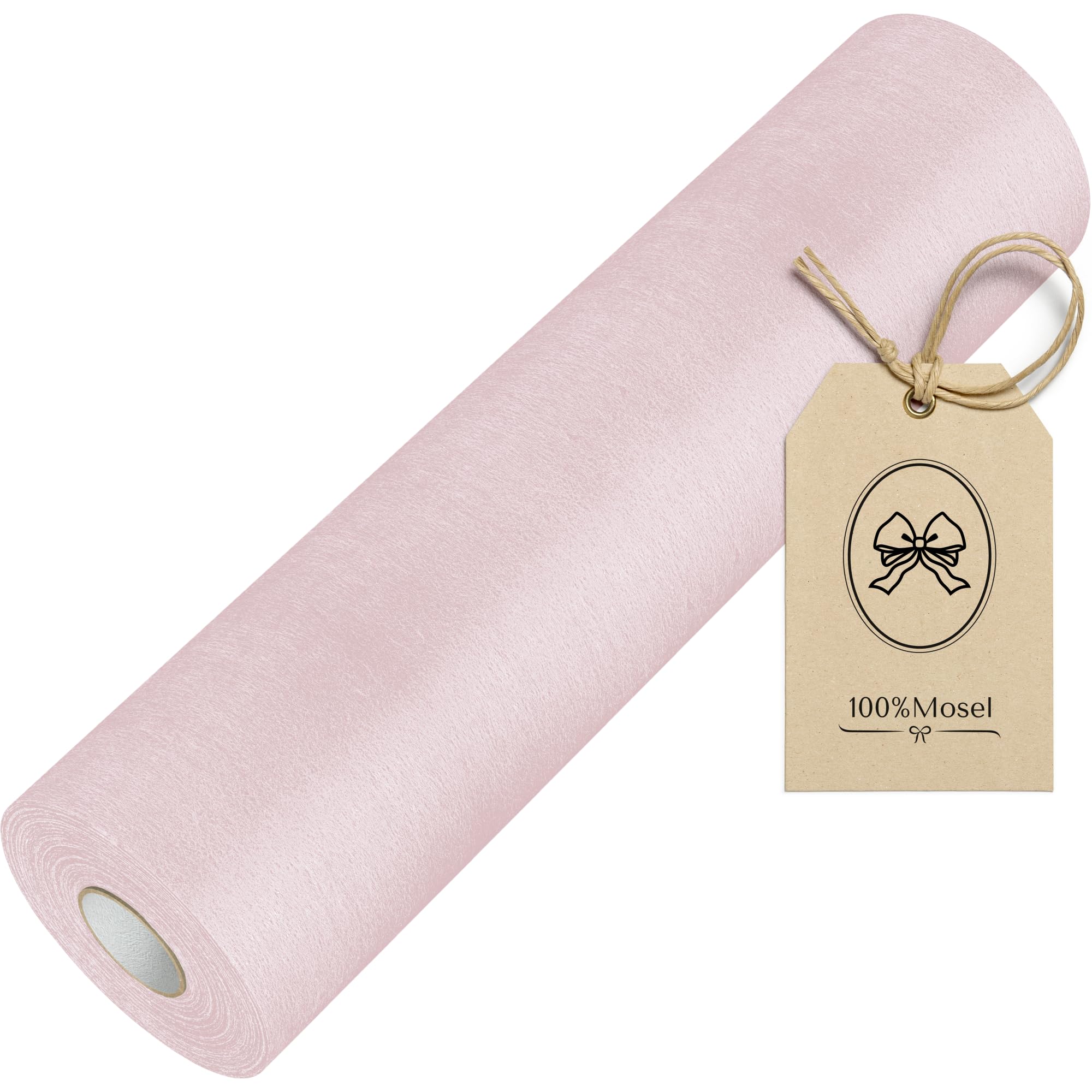 100%Mosel Bieżnik stołowy z włókniny, w kolorze Blush Rosé (30 cm x 25 m), dekoracyjna wstążka stołowa, elegancka dekoracja stołu na urodziny i wesela, kolorowa dekoracja na specjalne okazje