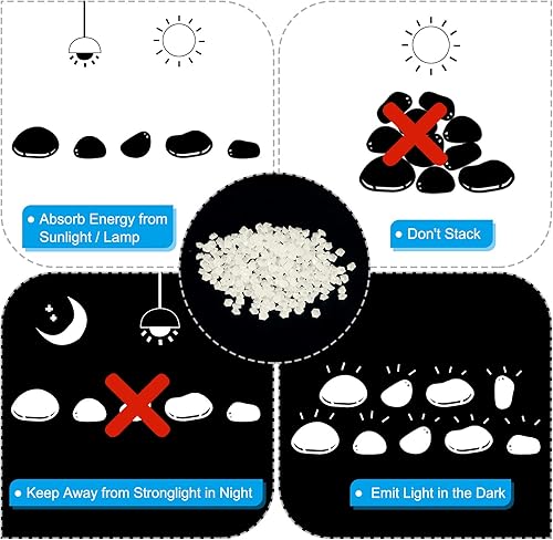 Miniatura 6 de MECCANIXITY 5000 piedras brillantes de 0.198 a 0.198 pulgadas (0.118-0.197 in) para decoración en la oscuridad, piedras luminosas, decoración de
