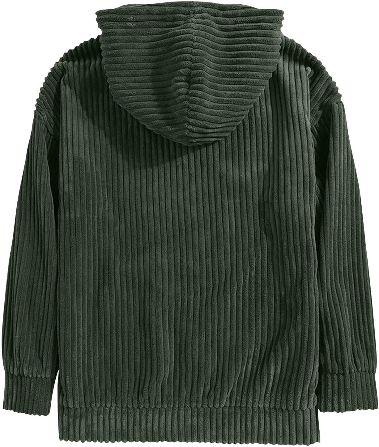 Ymosrh Men's Winter Hoodie Long Sleeve Casual Corduroy Drawstring Pullover Hoodies with Pocket Pullover Hoodie, S-3XL