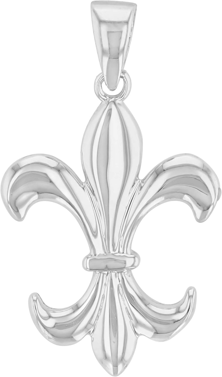 Jewelry America Solid 14K Whie Gold Simple Fleur de Lis Charm Pendant Necklace - Image 3