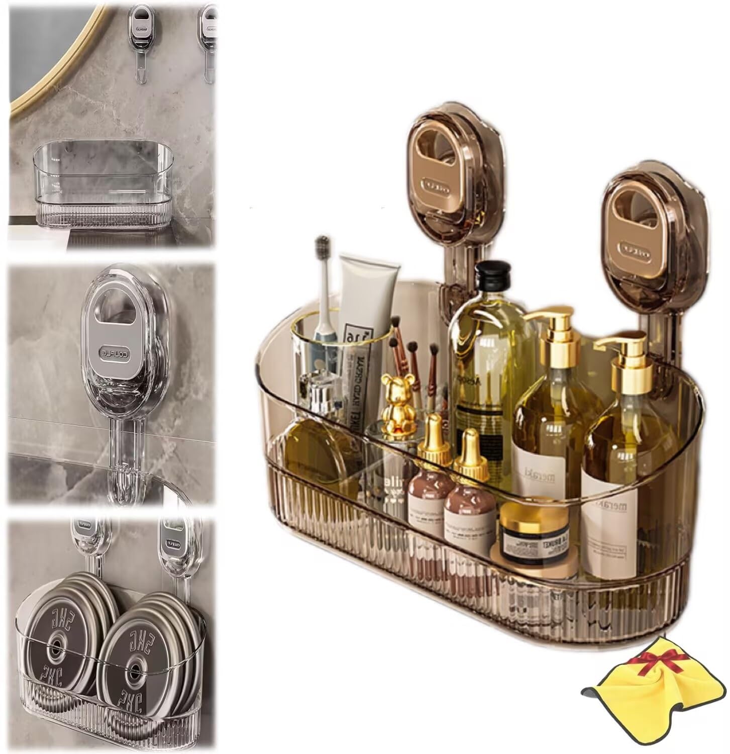 No-Drill Bathroom Suction Storage Box suction cup shelf bathroom suction shelves shower shelves suction cup Corrugated Suction Cup