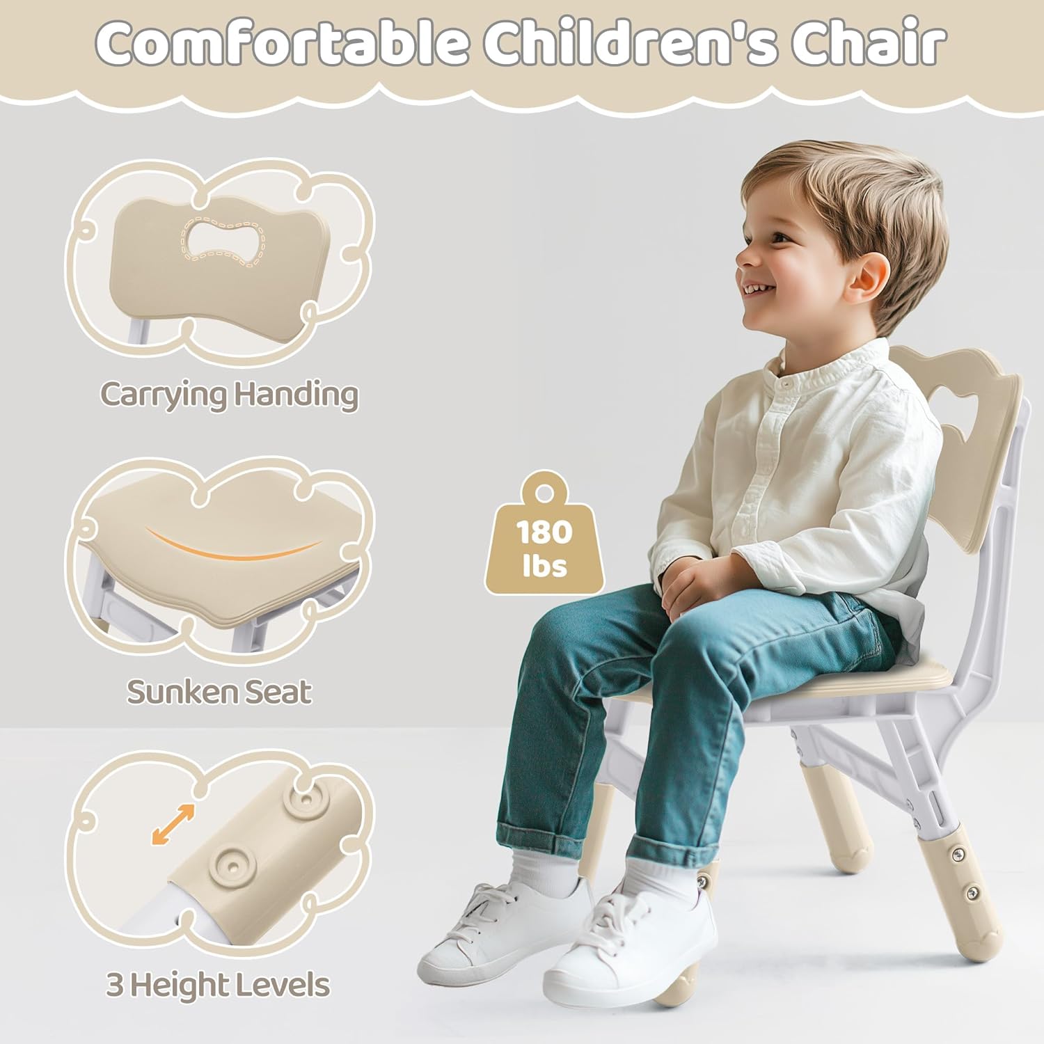 DOREROOM Toddler Table and 2 Chairs Set, Height Adjustable Kids Table and Chair Set, 31.5''L x 23.6''W, Marble Pattern & Graffiti Desktop, Children Multi-Activity Table for Home/Daycare/Classroom