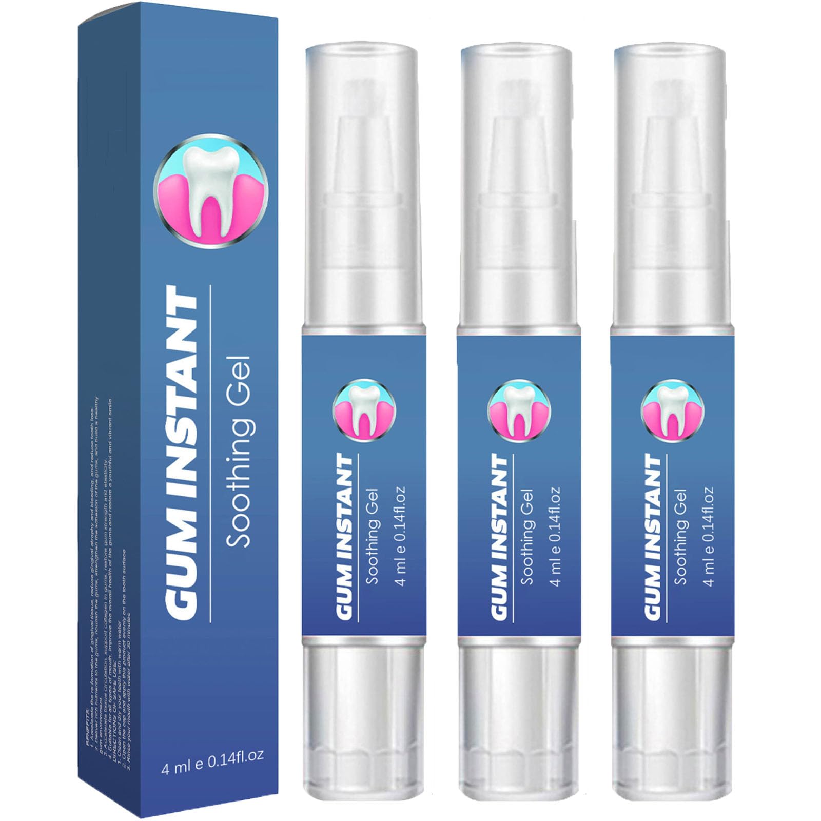 Gel pour les gencives GumEase, Gel réparateur dentaire Gum Ease, Gels apaisant instantané pour les gencives, Stylo réparateur d'essence pour les dents, Haleine fraîche (3Pcs)