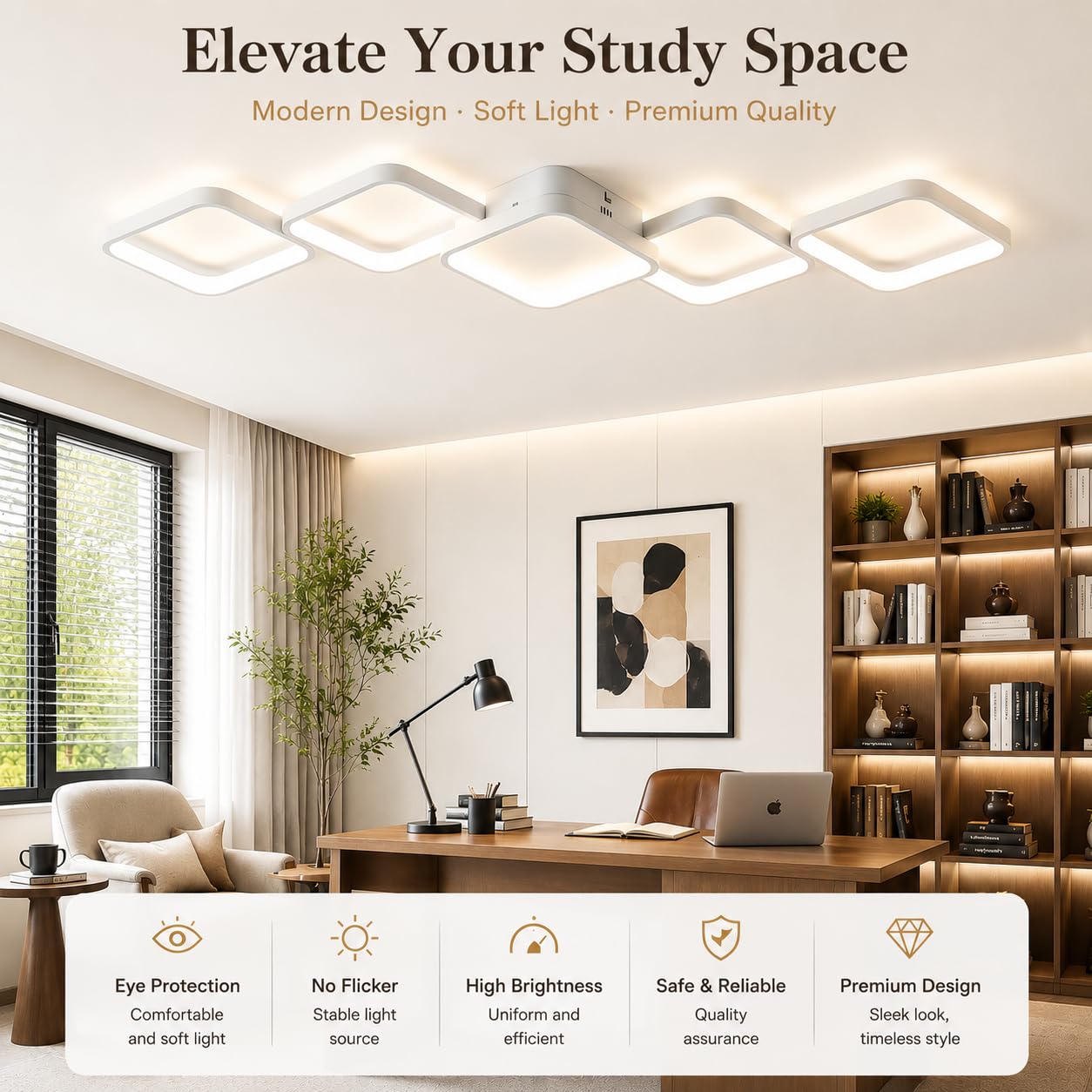 LED Deckenleuchte Dimmbar Wohnzimmer Deckenlampe mit Fernbedienung & App | 54W 5400LM schlafzimmerlampe Memory Funktion/Nachtlicht 106x40cm Modern Design Weiß Wohnzimmerlampe für Esszimmer Küchen Flur