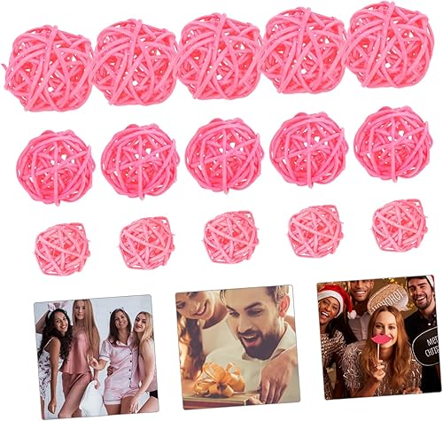 Miniatura 2 de 15 bolas de ratán rosa decoración hogar jardín bolas decorativas 1.2 in 1.6 in 2.0 in para decoraciones de fiesta