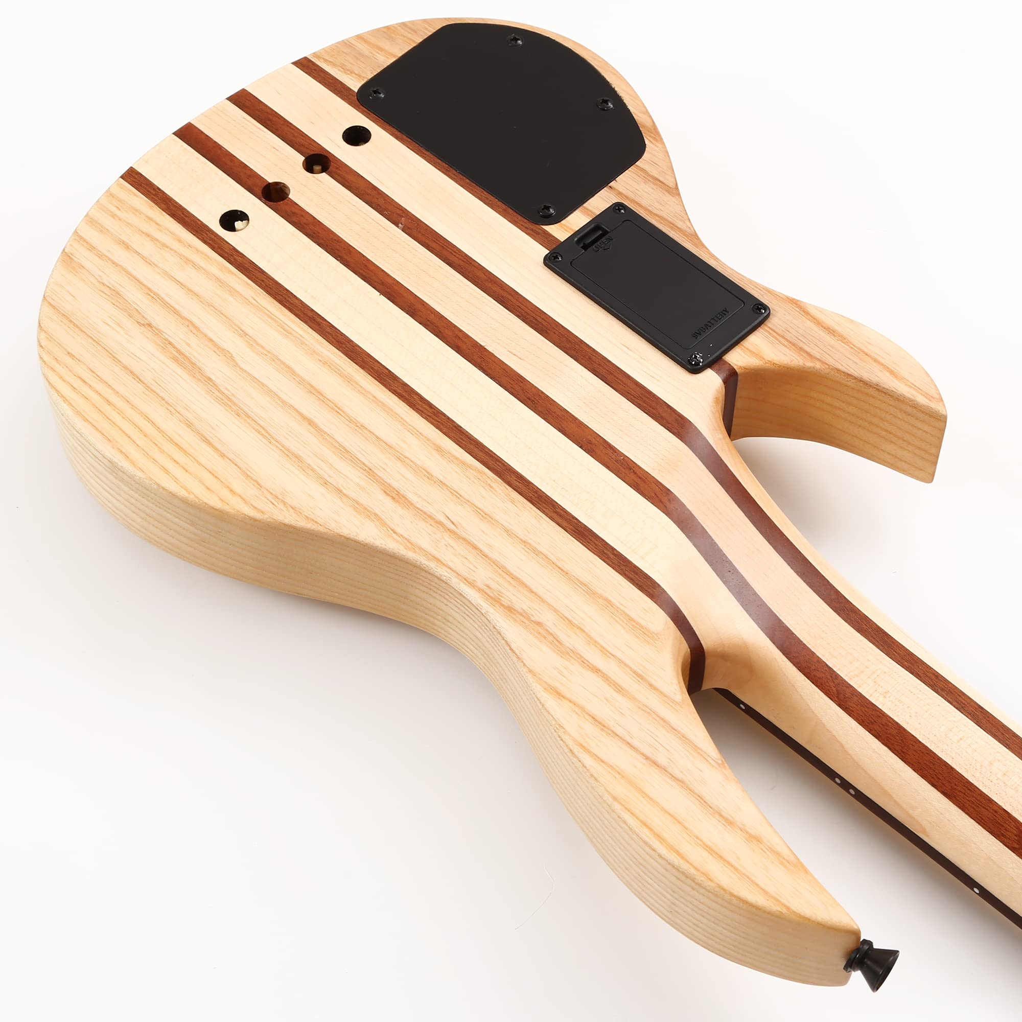 Batking Ukulele Bass, Reise-Bassgitarre 4 Saiten Ukelele, Bass, Durchgangshals, mit Gigbag (natürliche Farbe)