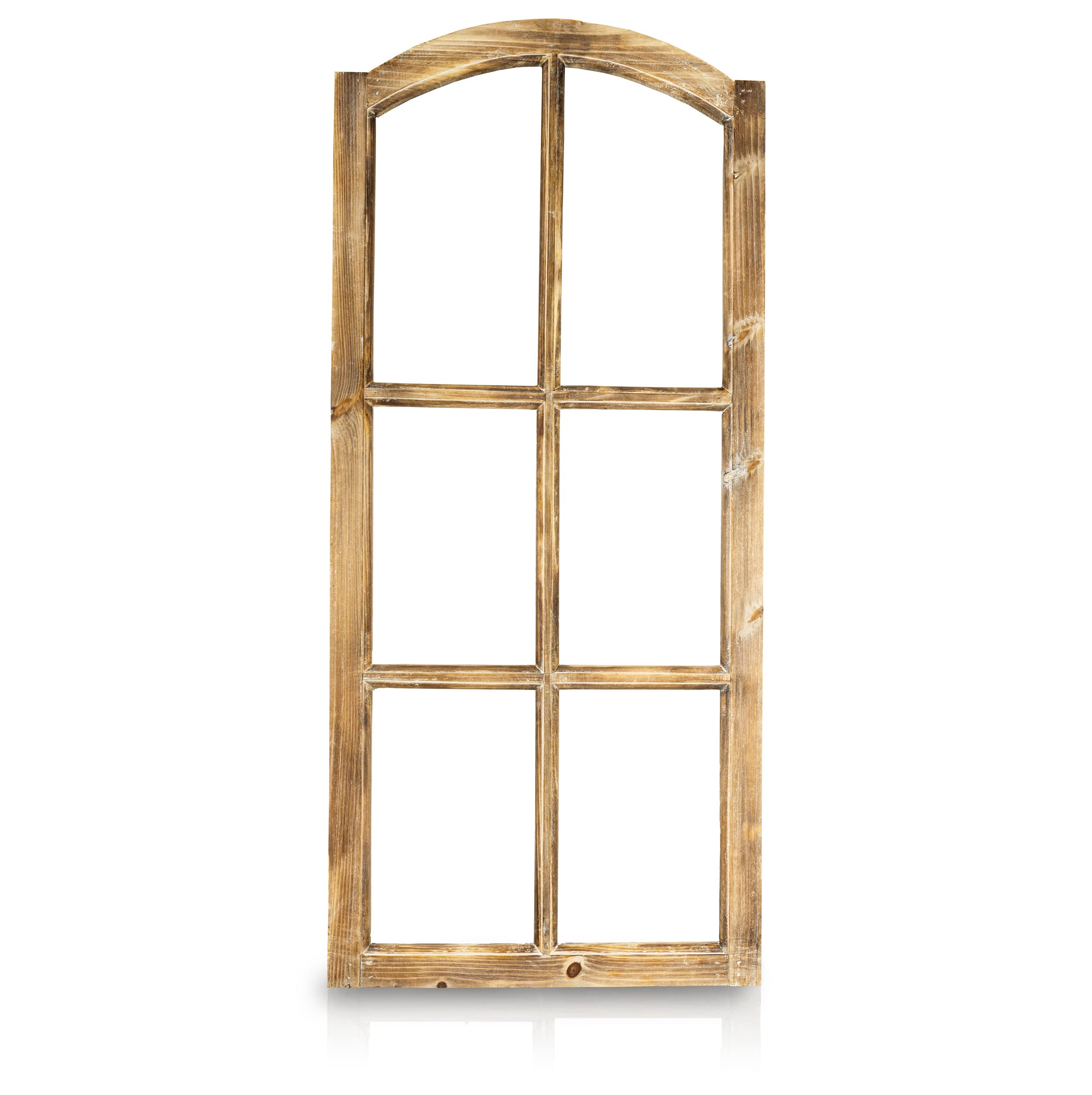 Deko Vintage Stallfenster Landhausstil Deko - Vintage Deko Fenster mit Halbbogen aus Holz ohne Scheiben - Wand Deko Holz - Holzfenster Deko