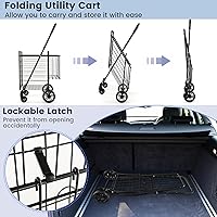 Vista 5 de Goplus Carrito Plegable de Compras de Utilidad, Cesta Doble y Ruedas Giratorias de 360°, Mango Ajustable, Carrito Pequeño Perfecto para Comestibles