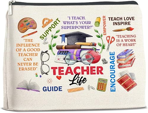 TSUYAWU Regalos para profesores, mejor bolsa de maquillaje para profesores, regalos de agradecimiento para profesores, cumpleaños, Navidad,