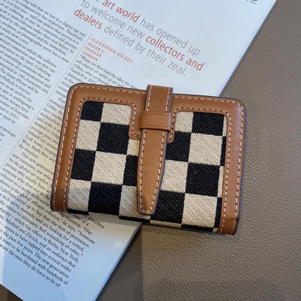 Leheybia Credit Card Holder for Women Plaid Pattern Canvas Checkered Wallet Business Card Holder Minimalist Light Thin Card Storage Case (yellow) - Image 6