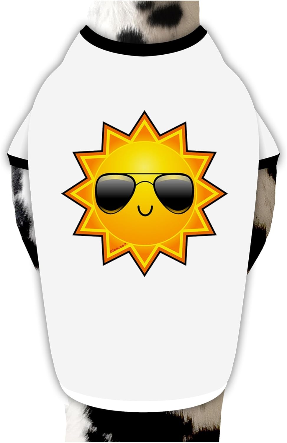 TOOLOUD Sun with Sunglasses Dog Shirt White with Black XL