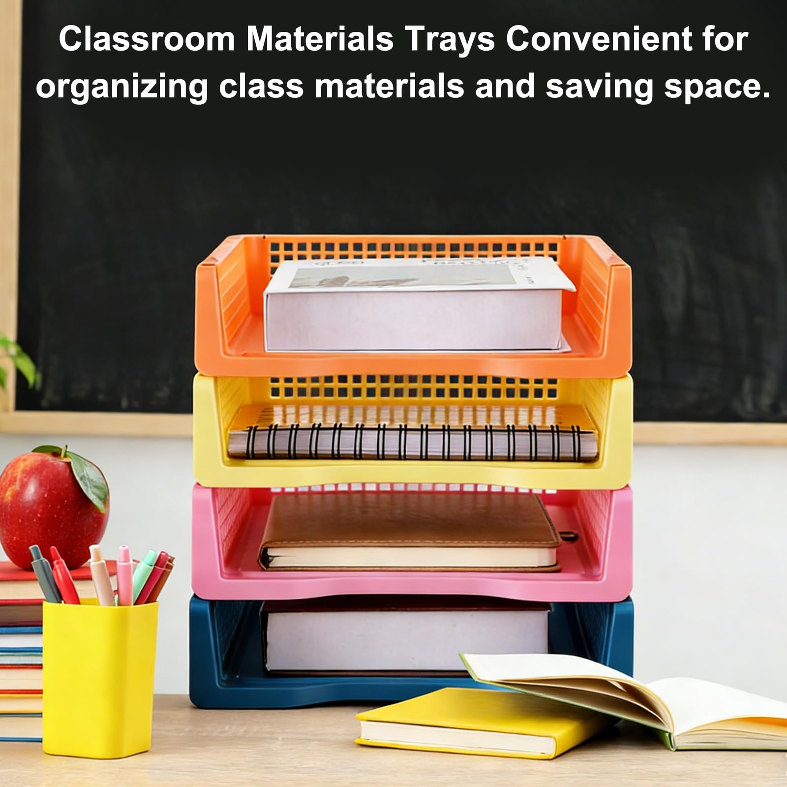 Confezione da 8 vassoi di carta in plastica bohémien, per scuola, insegnanti, forniture scolastiche, ufficio, casa, organizzazione, vassoio portaoggetti per documenti di carta 4A