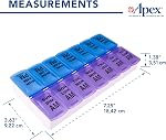 Apex Twice-A-Day Weekly Pill Organizer, Weekly Pill Organizer, 2 Times a Day Color-Coded, Easy-Open, See-Through Lids, Organize Medication or Vitamins by AM, PM or Morning and Bedtime, Blue/Lavender