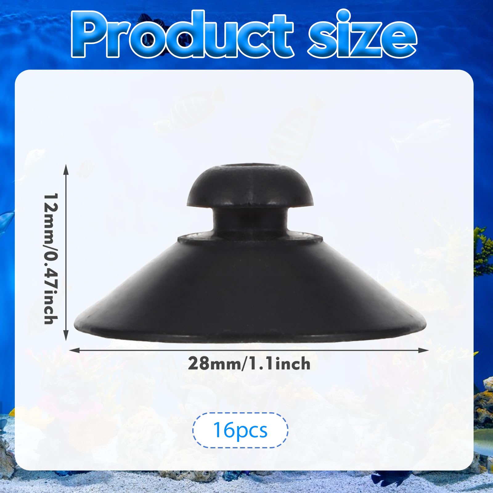 Skrfren 16 Stück Aquarium-Saugnäpfe, Aquarium Fisch Tank Gummi Tasse Saugnapf für die Einrichtung der Aquarium-Belüftung und Tankpumpe, Schwarz