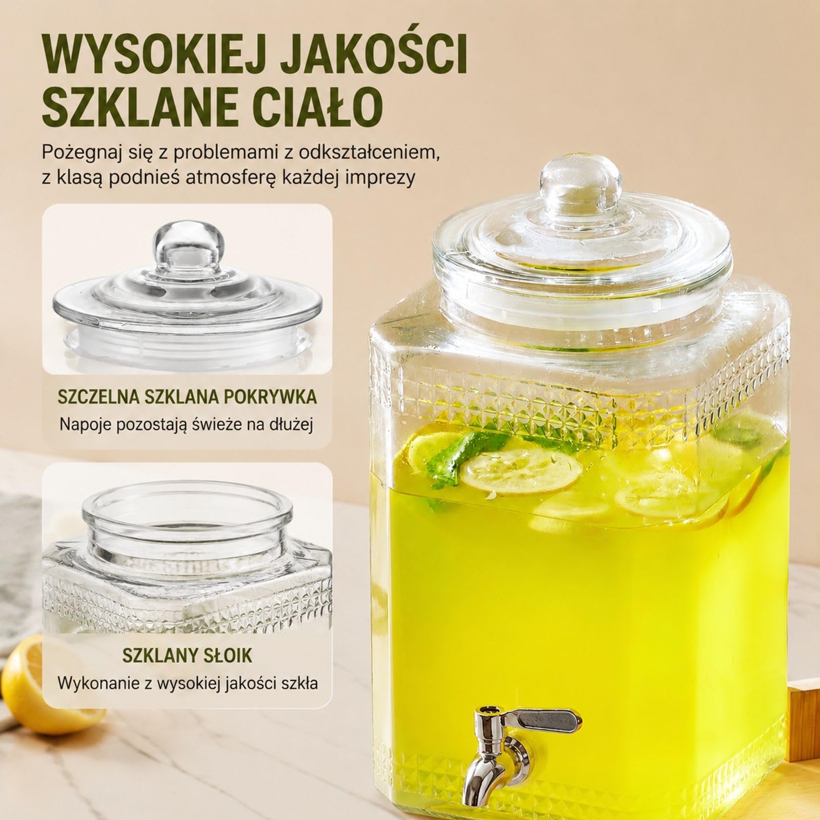 Szklany dozownik napojów, pojemnik na sok 1,5 galona ze stojakiem i kranikiem ze stali nierdzewnej na przyjęcia restauracje hotele