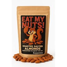Eat My Nuts - Roasted Salted Almonds - Gourmet Gag Gift Snack by Kepperton - Premium USA-Made Treat - Funny Stocking Stuffers, White Elephant, Christmas - Elegant Packaging
