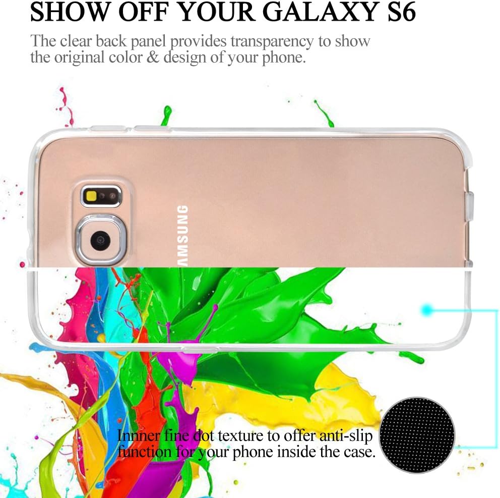 SWEES Phone Case Compatible Samsung Galaxy S6, New Slim Transparent Silicone Gel TPU Cover Compatible Samsung Galaxy S6 2015, Scratch Resistant [Clear View CASE], Crystal Clear Design