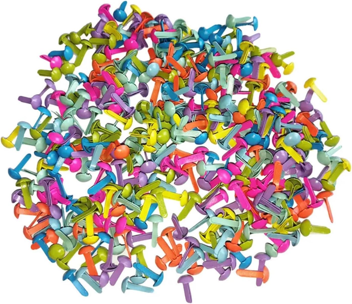 300Pcs Pastel Two-Prong Mini Brads Assorted Metal Fasteners