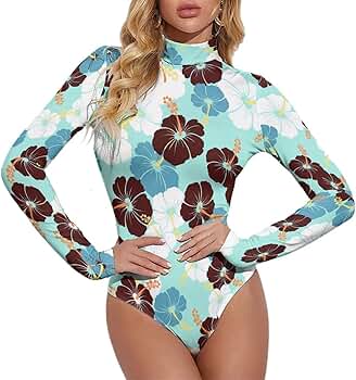Amazon.com: Hawaiian Hibiscus Flowers Women's Sexy Bodysuit Long