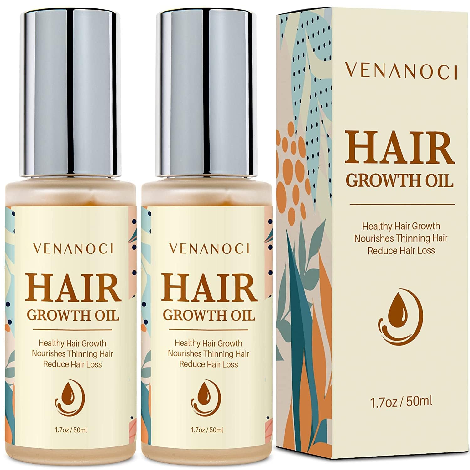 Hair Growth Oil with Rosemary & Biotin: Natural Hair Regrowth Serum for Women & Men – Anti Hair Loss & Thinning Treatment – Promotes Thicker, Fuller, Stronger, Healthier Hair – All Hair Types 2 packs