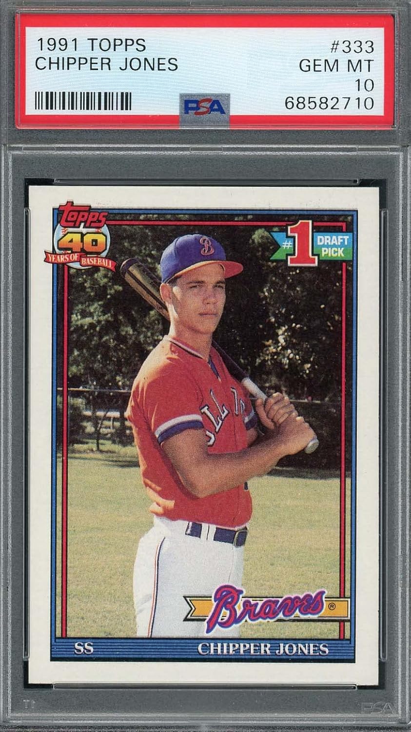 Chipper Jones 1991 Topps Baseball Rookie Card RC #333 Graded PSA 10