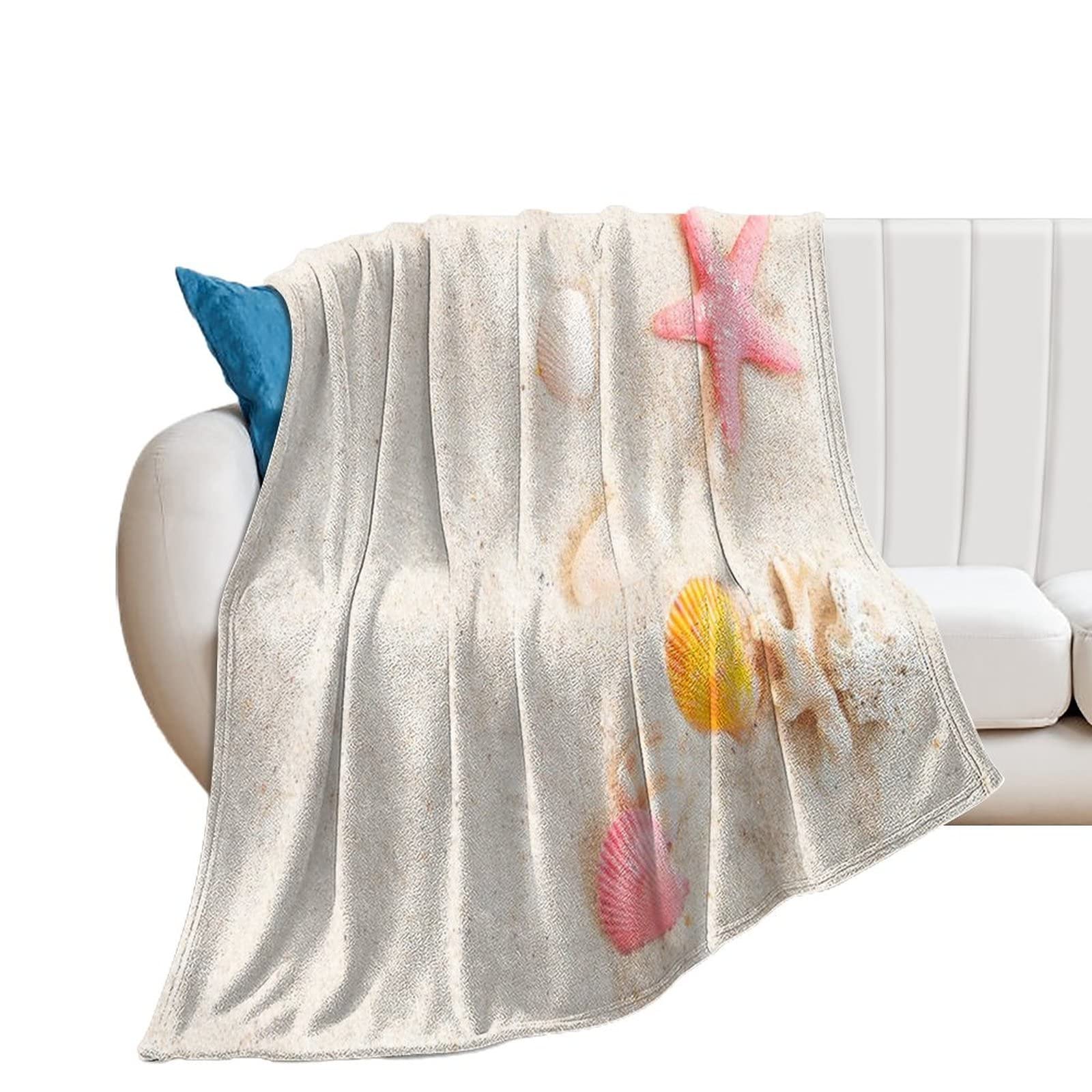 Couverture flanelle super douce coquillage, jeté de lit chaud de qualité supérieure