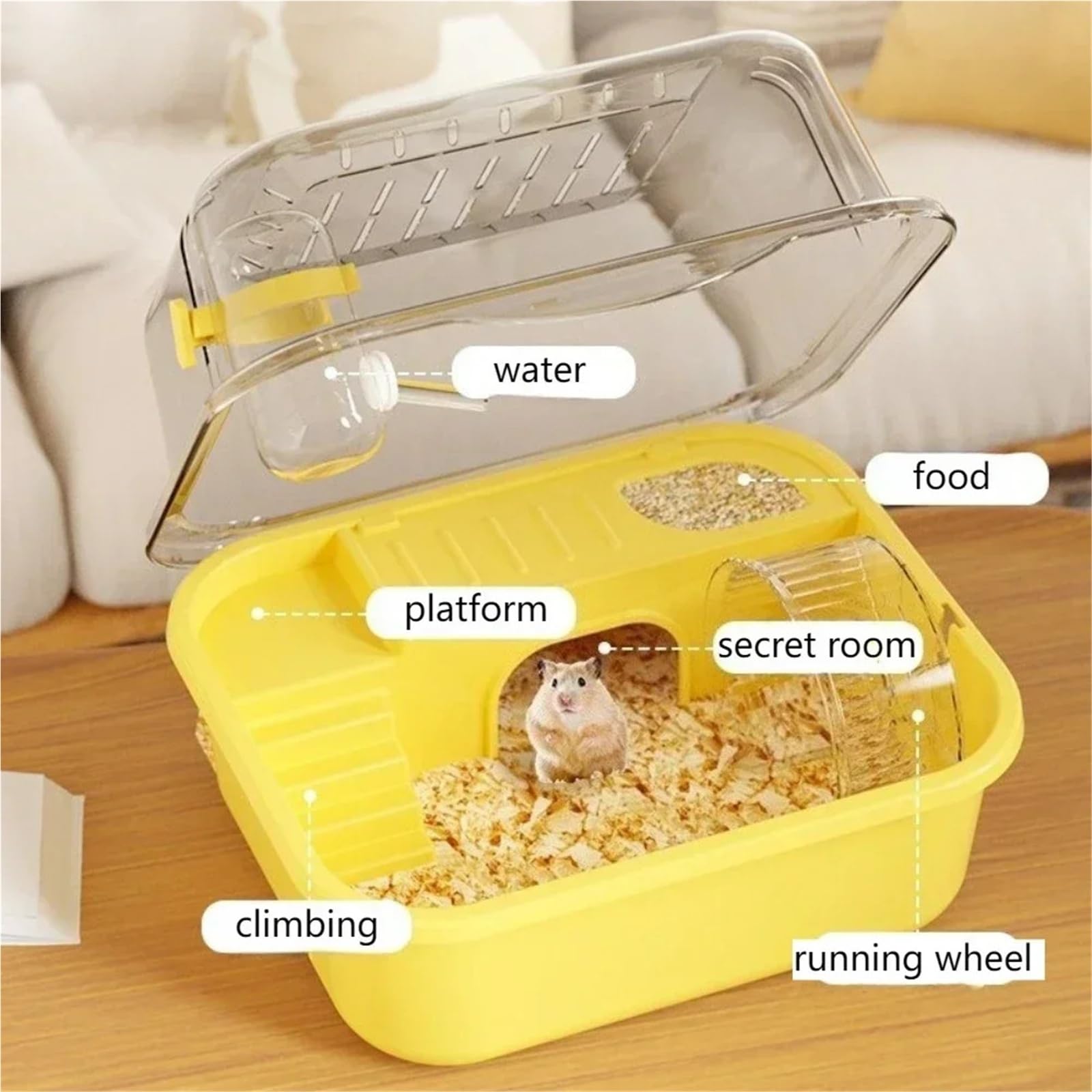 Jaula Hamster Jaula for hámster, hábitat pequeño for hámster, Jaula for Animales pequeños for el hogar con Tubo, Rueda de Ejercicio, cabaña, hábitat for Ratas y jerbos(ACH819)