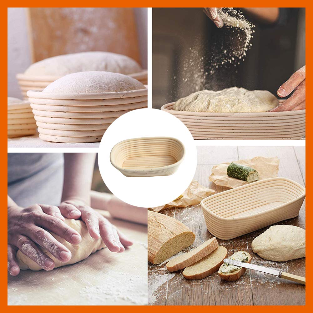 Ovale Proofing Mand Set Natuurlijke Rotan Zuurdesem