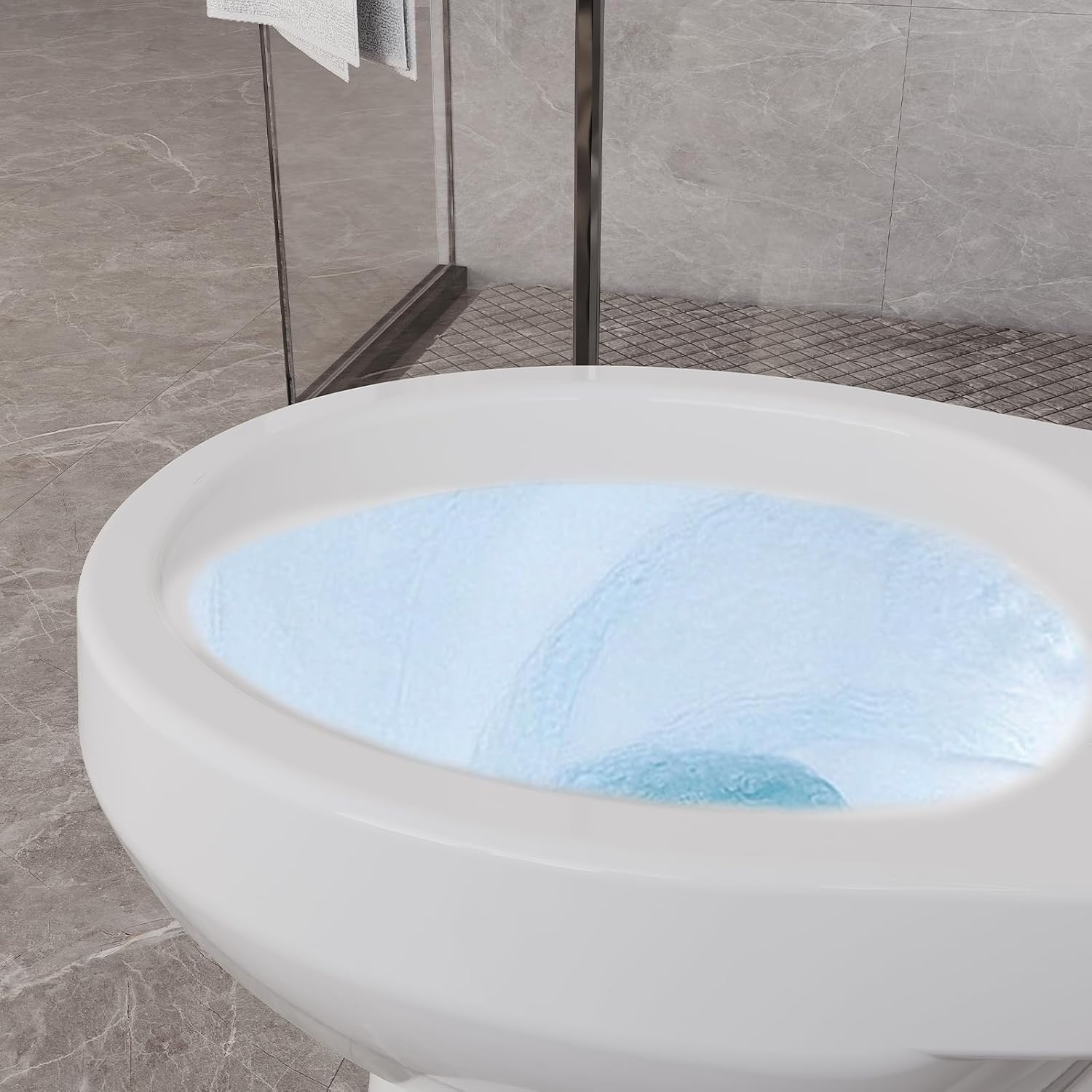 ADA Height Two-Piece Toilet 19 inch Round Bowl Dual Flush Ceramic Toilet with Plastic Soft-Close Seat, High Comfort Design for Elderly Accessibility, Water Efficient and Easy to Maintain