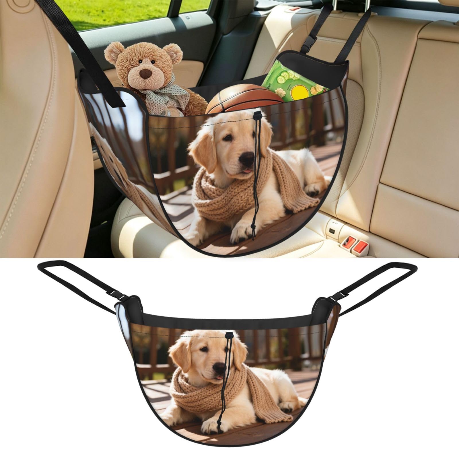 Cntdbu Black Handsome Puppy Car Seat Organizer-Backseat Storage Bag For Travel