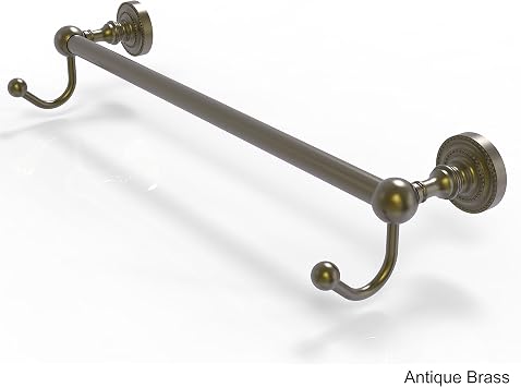Allied Brass DT-41-24-HK-ABR Dottingham Collection 24 Inch Towel Bar with Integrated Hooks, Antique Brass