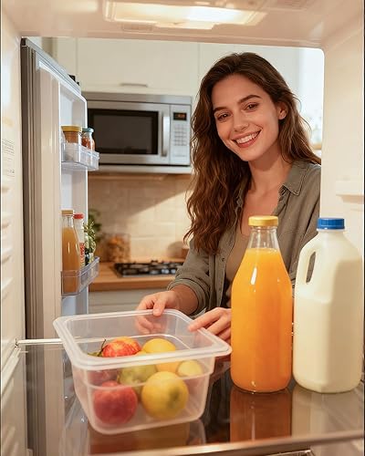 Miniatura 7 de Paquete de 6 bandejas de plástico para alimentos con tapas, tamaño 16 recipientes comerciales de almacenamiento de alimentos para fiestas, catering,