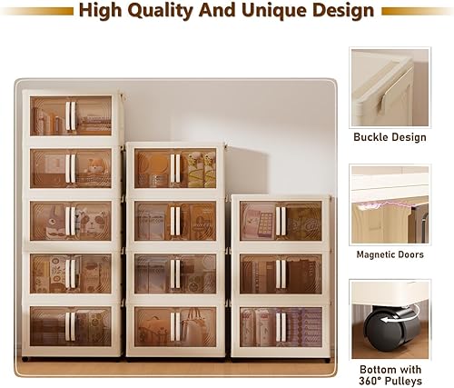 Miniatura 4 de Contenedores de almacenamiento con tapas, 4 paquetes de contenedores de almacenamiento plegables, caja de almacenamiento plegable de 80 QT20