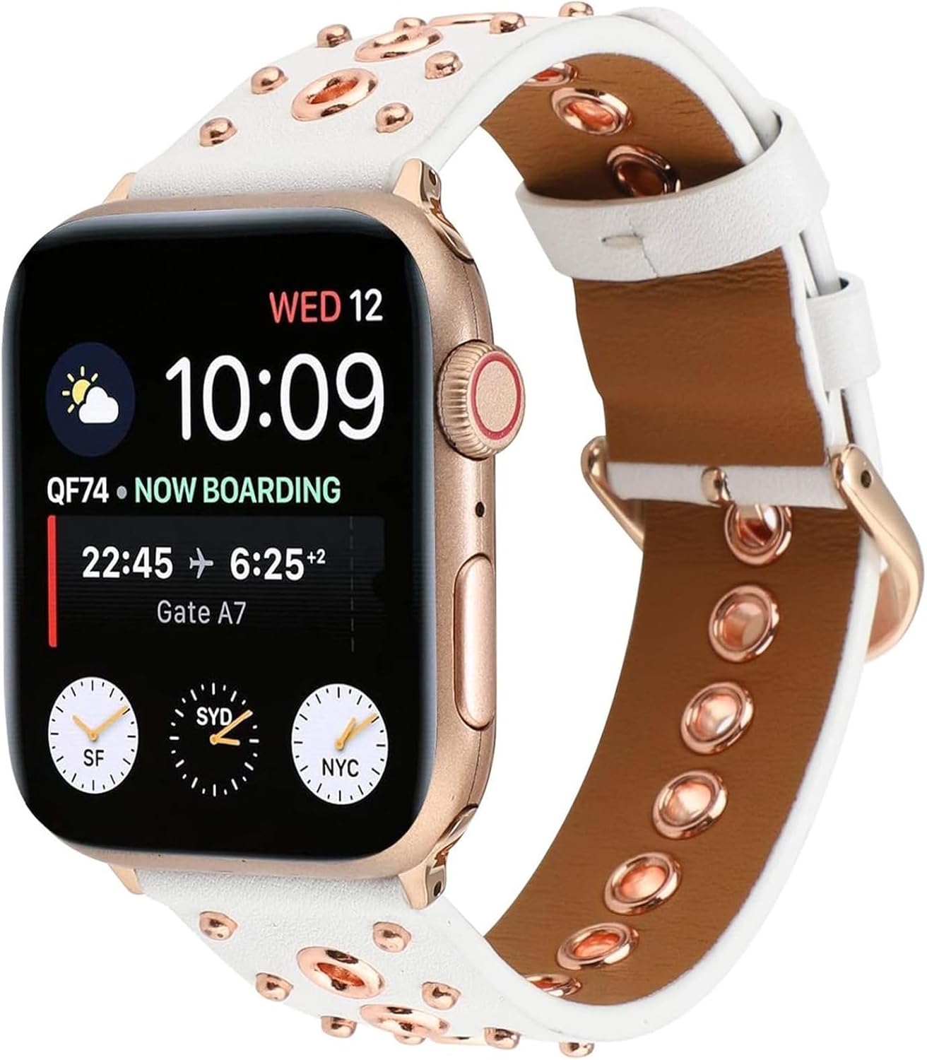 Punk Style Leather Band Compatible with Apple Watch, Bling Studded Rivets Strap Replacement Bracelet for iWatch Ultra1/2 Series 9 8 7 6 5 4 3 2 1 SE/SE 2