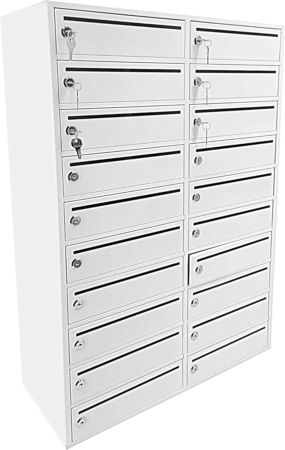 FixtureDisplays® 20-Slot 10.8" Wide Door Large 10" Wide Slot Cellphone Locker Station Storage Cabinet 23.3" Wide X 9.1" Deep X 35" Tall Mail Slot Group Box 10078NEW-NPF