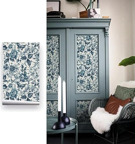 Flortlias Papel tapiz decorativo con textura floral rosa para despegar y pegar, papel de contacto grueso, autoadhesivo para repisas de cocina, 15.7