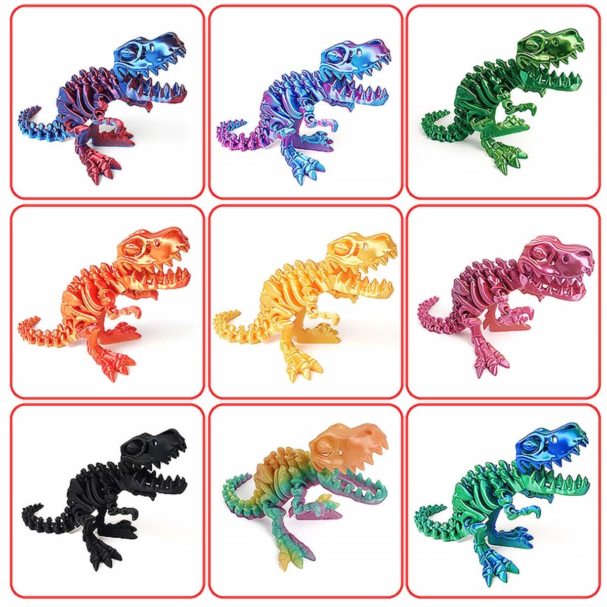 YNTOXIN Small 4PCS 6" 3D Printed Dinosaur, Articulated Dinosaur Fidget Toy - Image 4