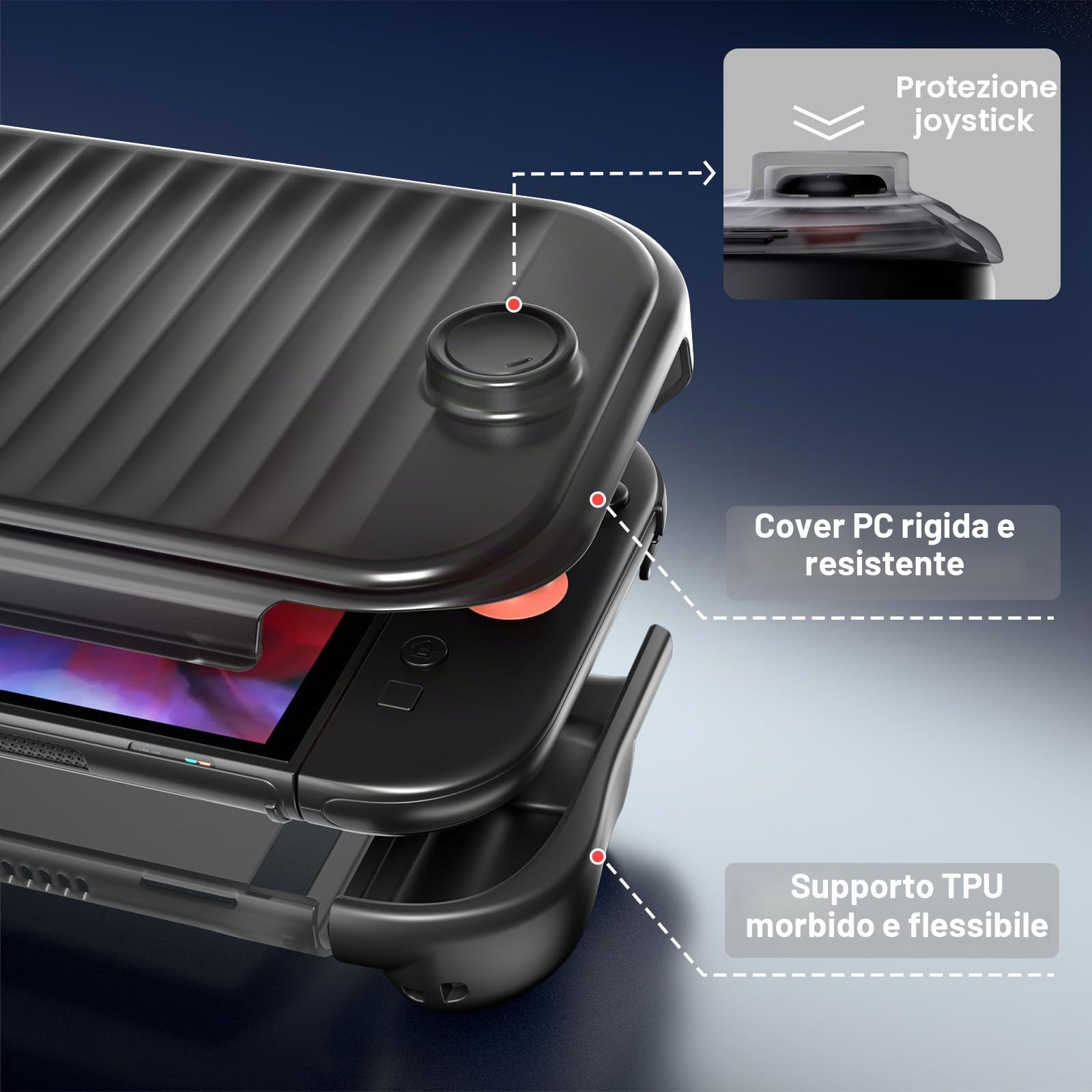 ProCase Custodia Dockable per Nintendo Switch 2 2025, Copertura Protettiva Custodia Slim Grip con Supporto per Switch 2 Console da 7,9 Pollici, Presa Ergonomica e Quick Release -Nero