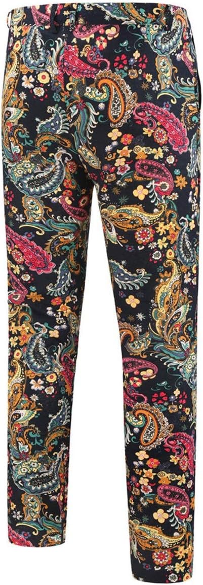 Cloudstyle Mens 2 Piece Print Suit Floral Party Dress Jacket Slim 2 Button Blazer Pants - Image 5