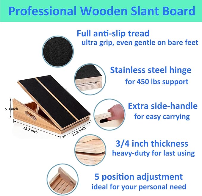 Tabla inclinada para estiramiento de pantorrillas de madera miniatura 4